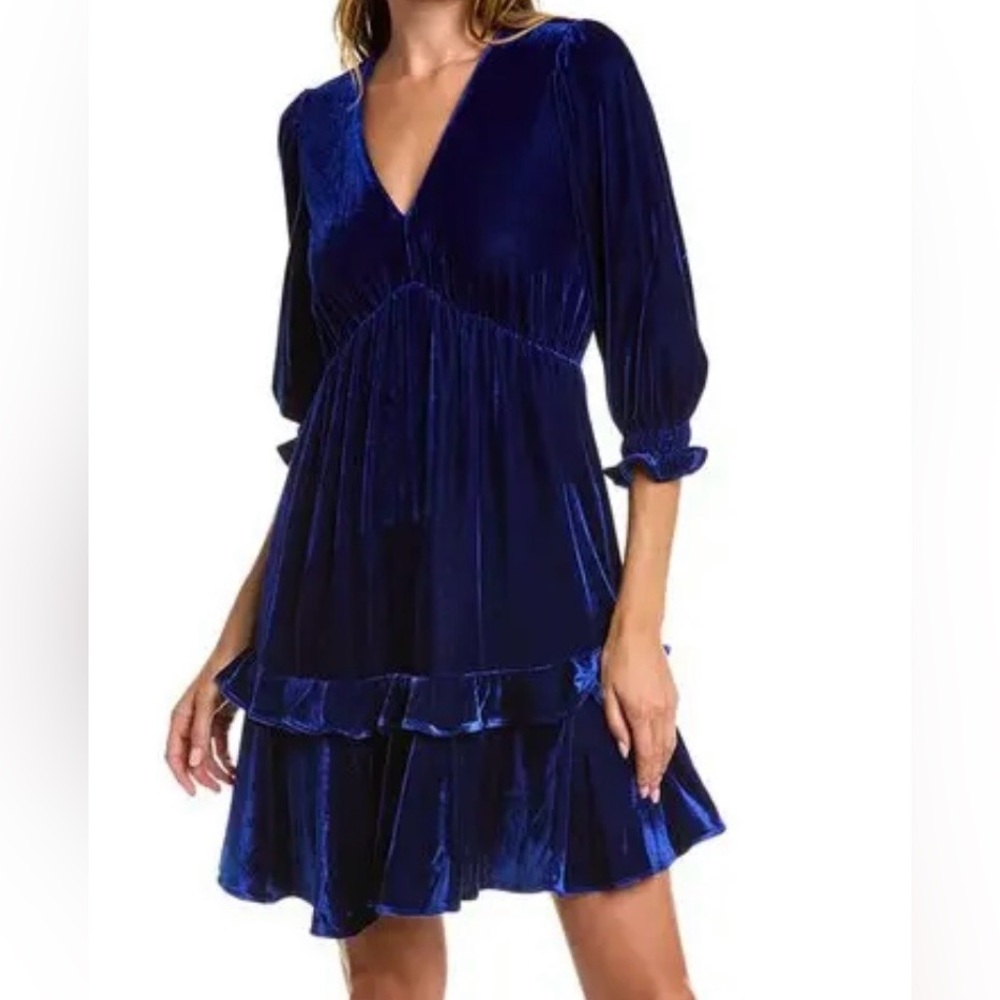 Maison Tara Blue Velvet Fit N Flare Dress-Womens 16-Whimsigoth Dark Romantic
